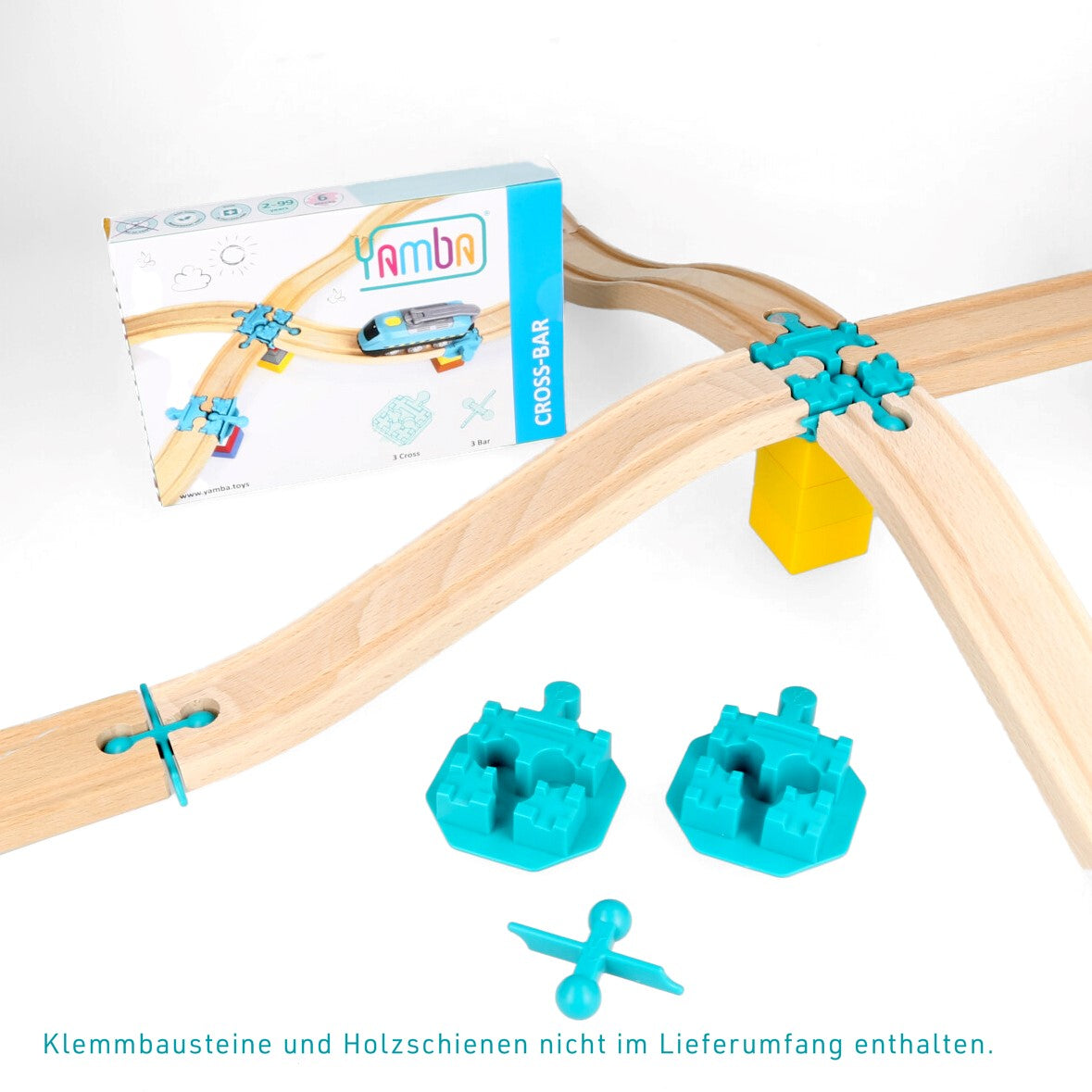 Yamba Adapter-Set "CROSS BAR"- Adapter-Steine für Brio®-Schienen und Duplo®-Bausteine