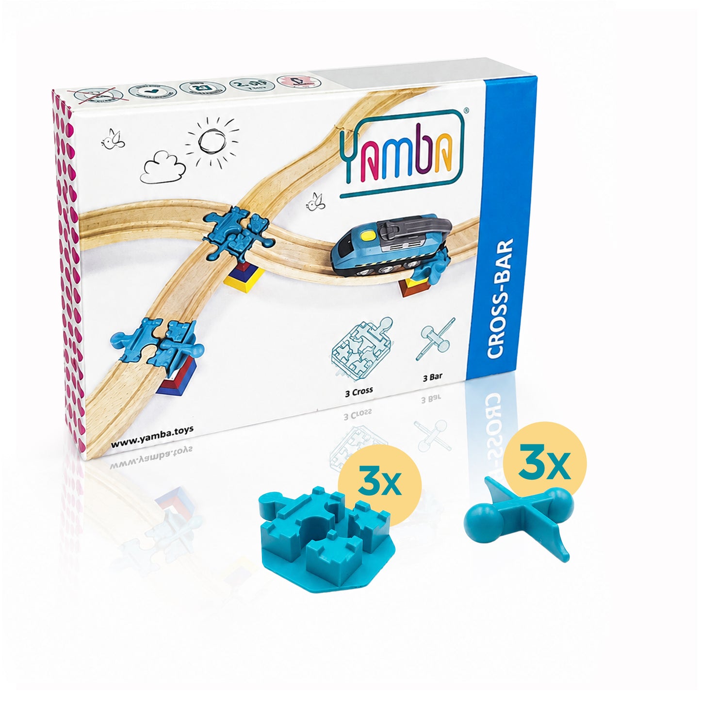 Yamba Adapter-Set "CROSS BAR"- Adapter-Steine für Brio®-Schienen und Duplo®-Bausteine