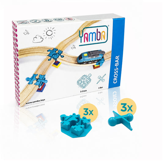 Yamba Adapter-Set "CROSS BAR"- Adapter-Steine für Brio®-Schienen und Duplo®-Bausteine