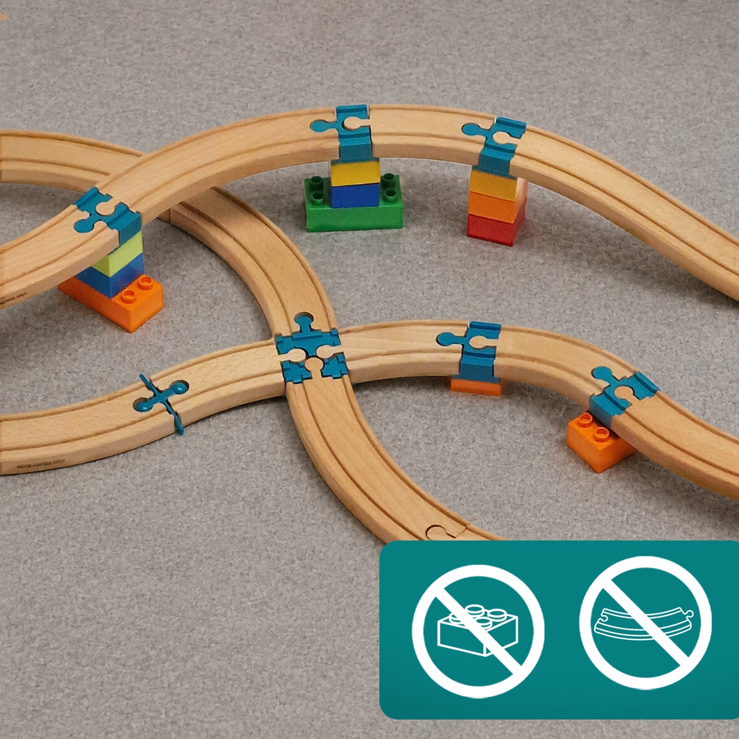 Yamba Adapter-Set "CROSS-LINK-BAR"- Adapter-Steine für Brio®-Schienen und Duplo®-Bausteine