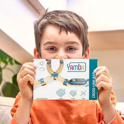 Yamba Adapter-Set "CROSS-LINK-BAR"- Adapter-Steine für Brio®-Schienen und Duplo®-Bausteine