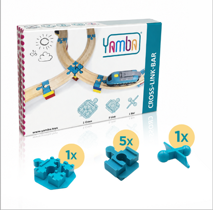 Yamba Adapter-Set "CROSS-LINK-BAR"- Adapter-Steine für Brio®-Schienen und Duplo®-Bausteine