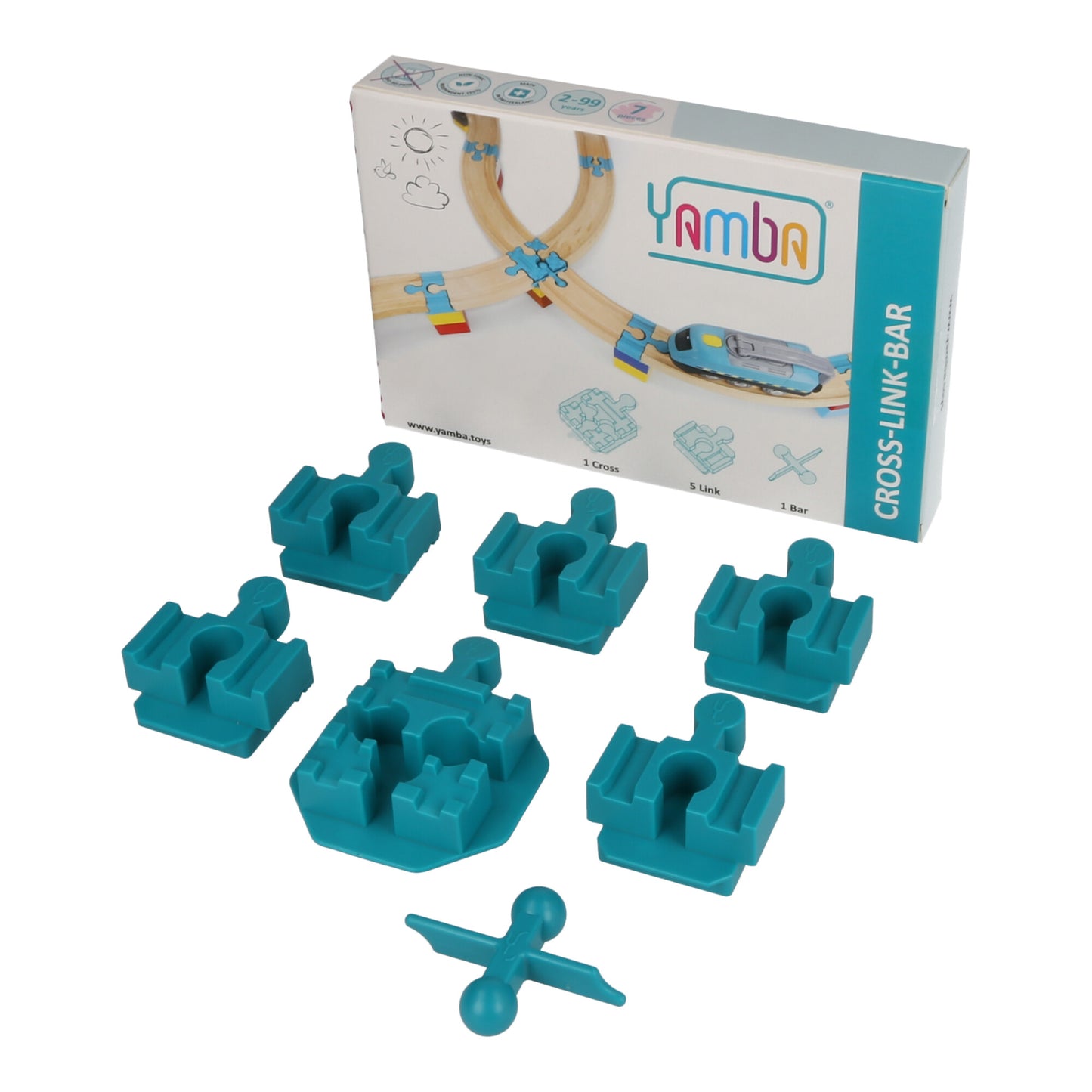Yamba Adapter-Set "CROSS-LINK-BAR"- Adapter-Steine für Brio®-Schienen und Duplo®-Bausteine